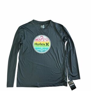 Hurley Kids Rashgurd Top Unisex Black Long Sleeve Swim Shirt